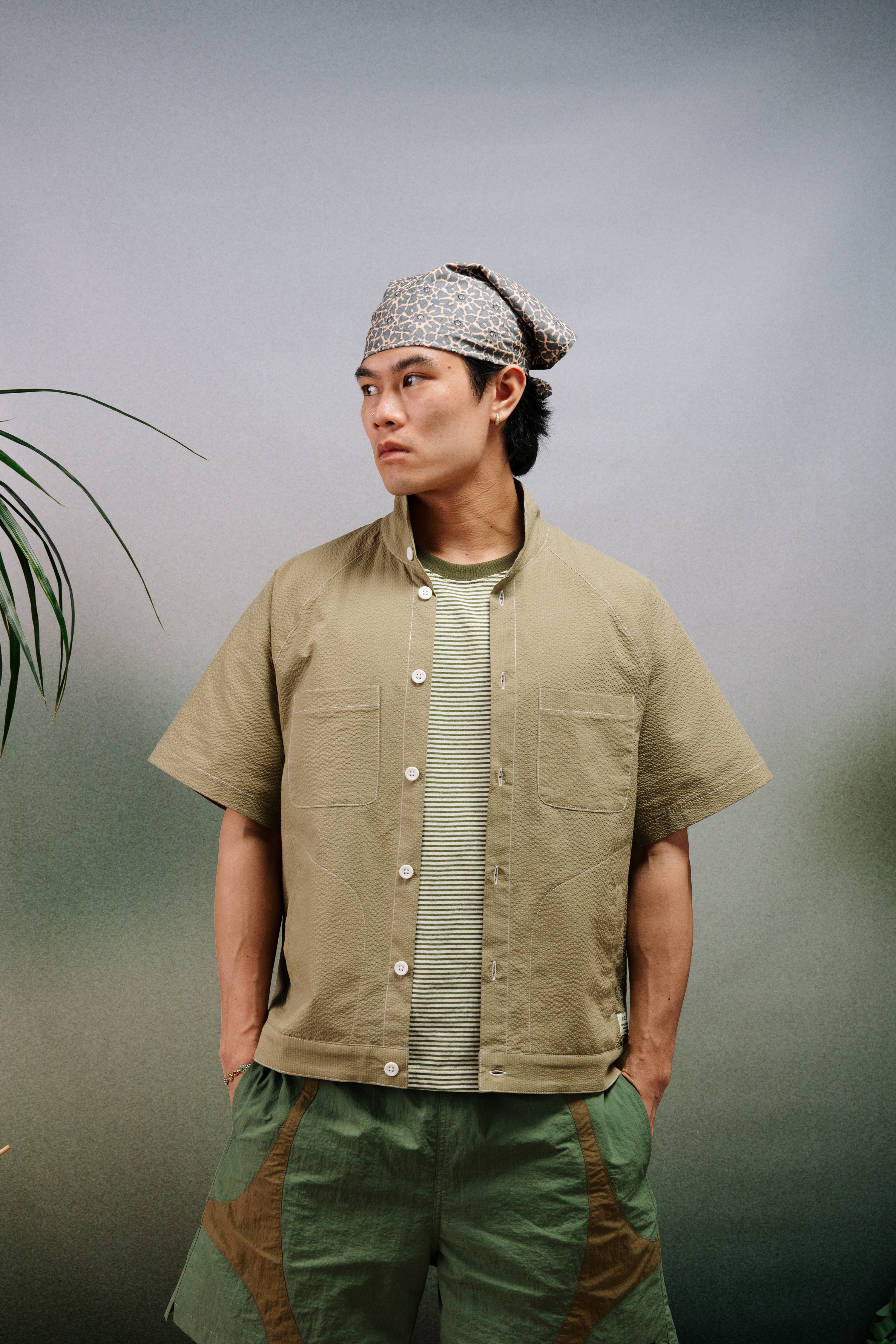 Millie Shirt: Army Seersucker