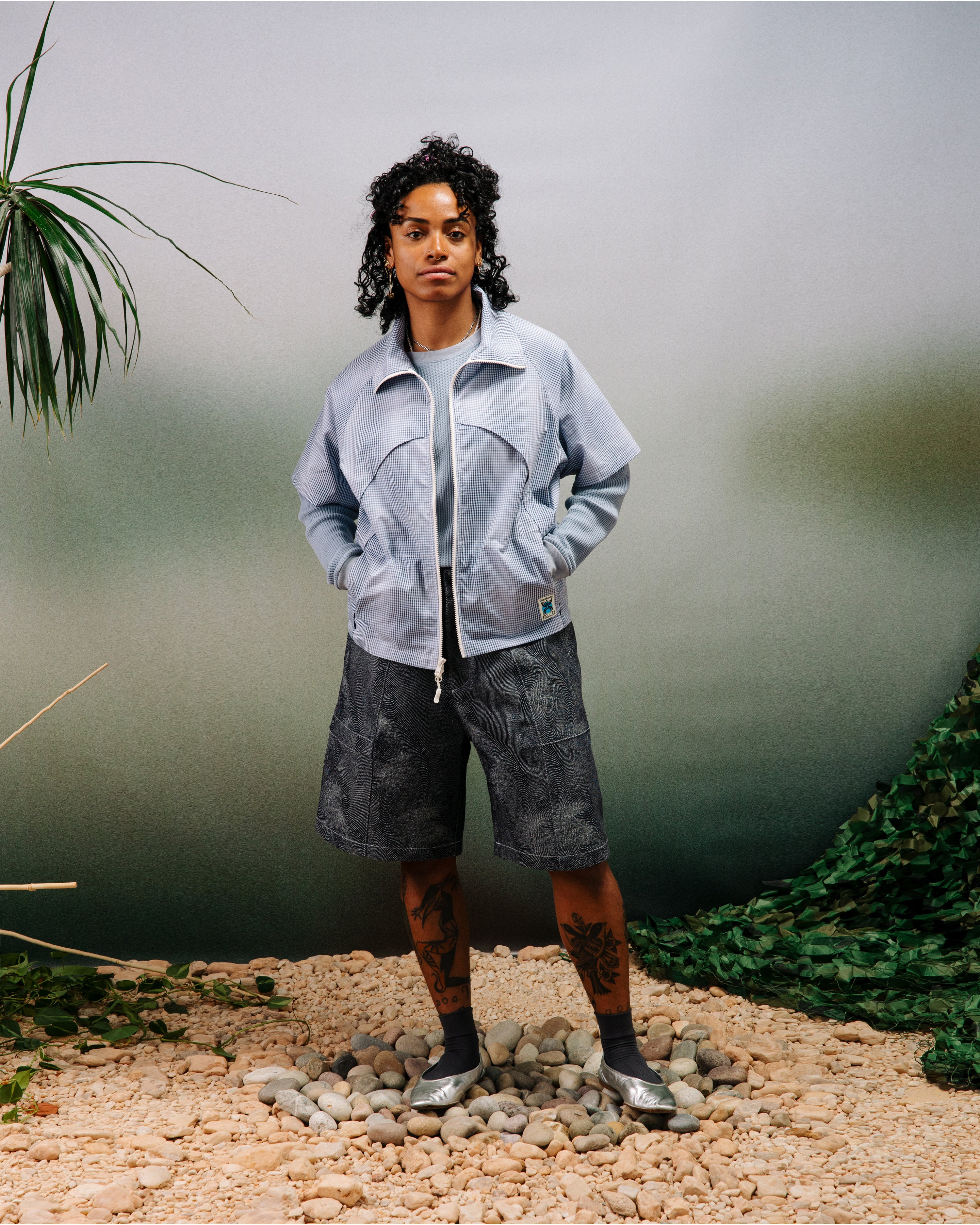 Jungla Tech Shirt: Moire Plaid