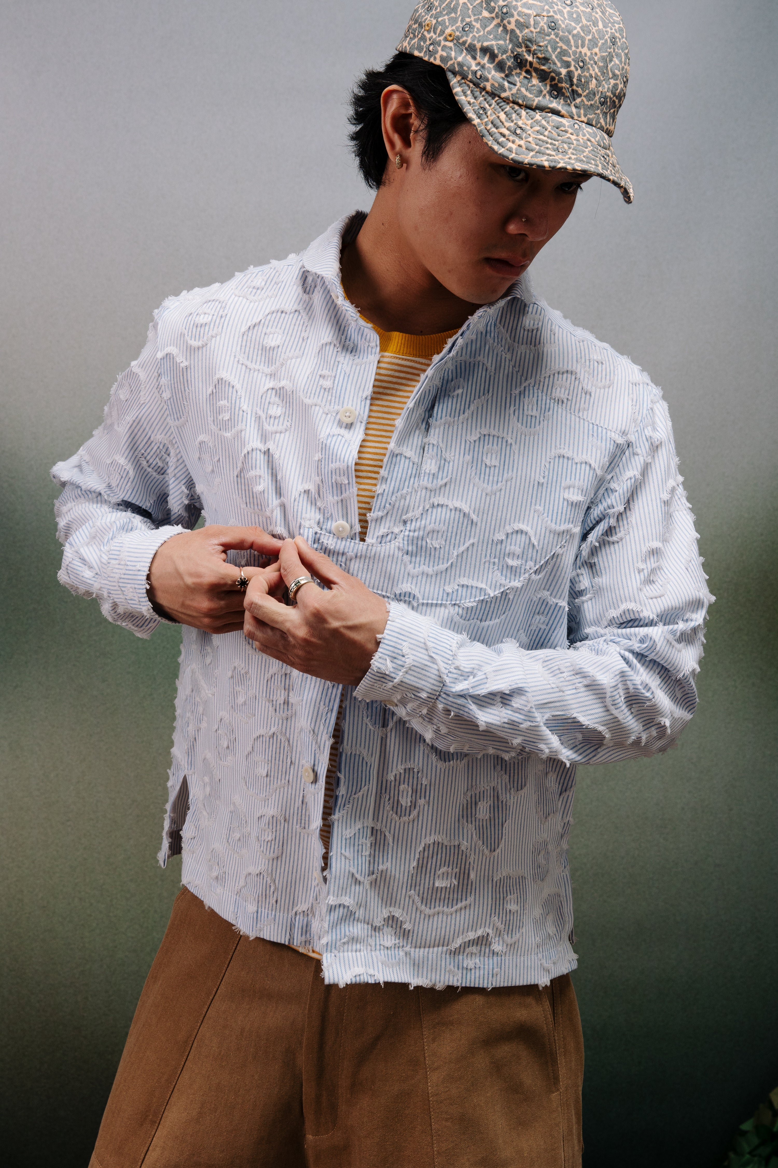 Gonia Shirt: Floral Stripes