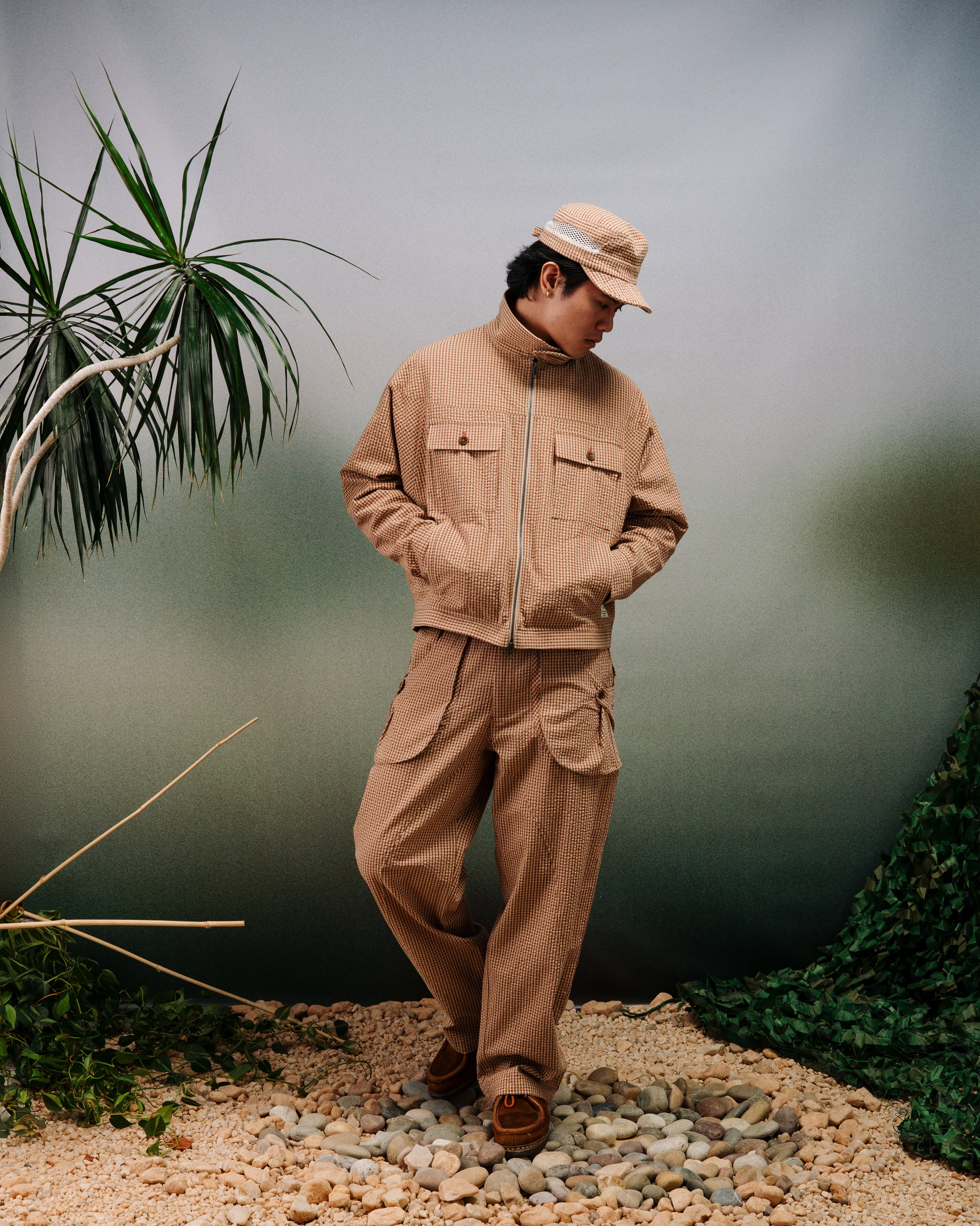 Osage Pant: Red/Khaki Seersucker