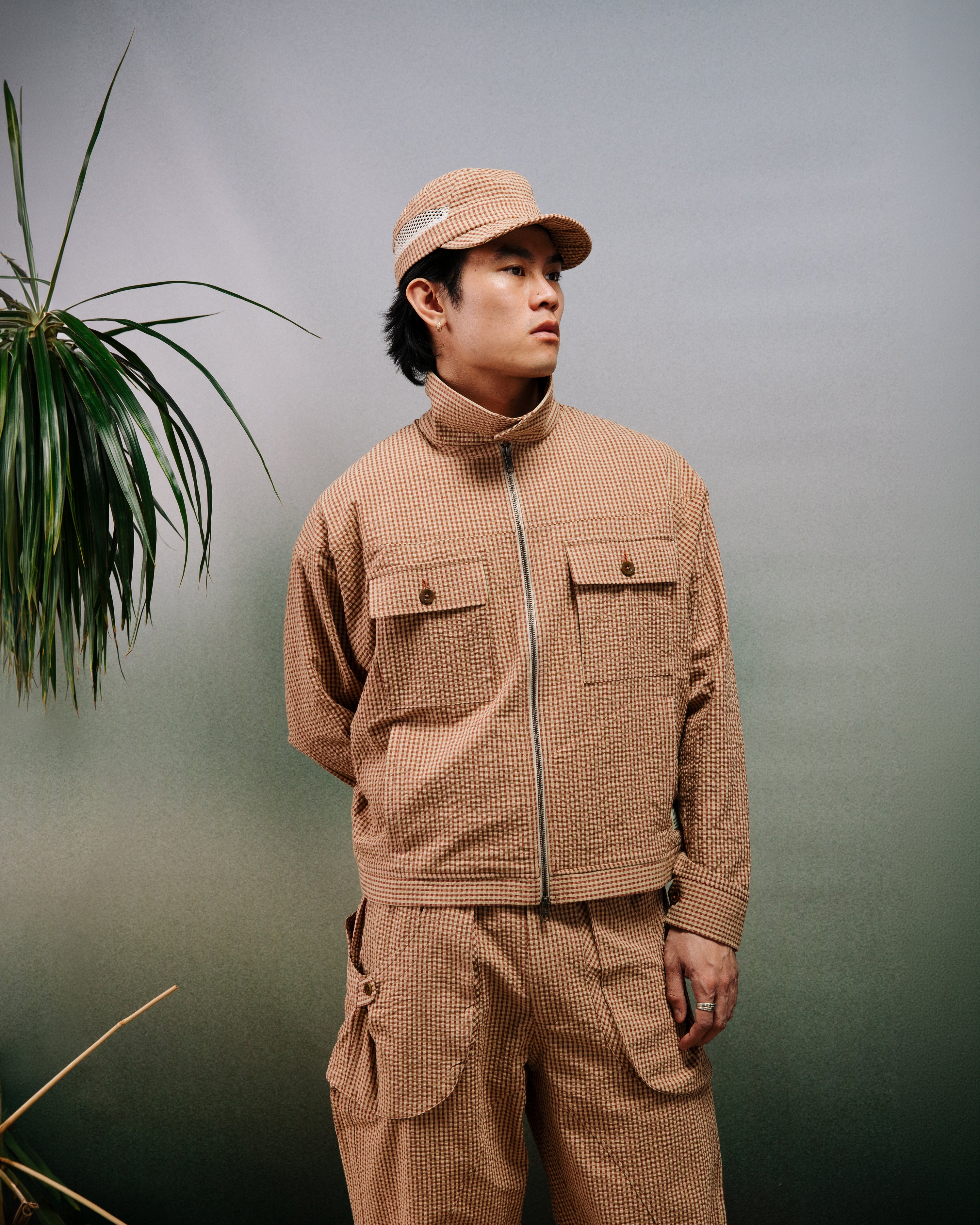 Archetype Jacket: Red/Khaki Seersucker