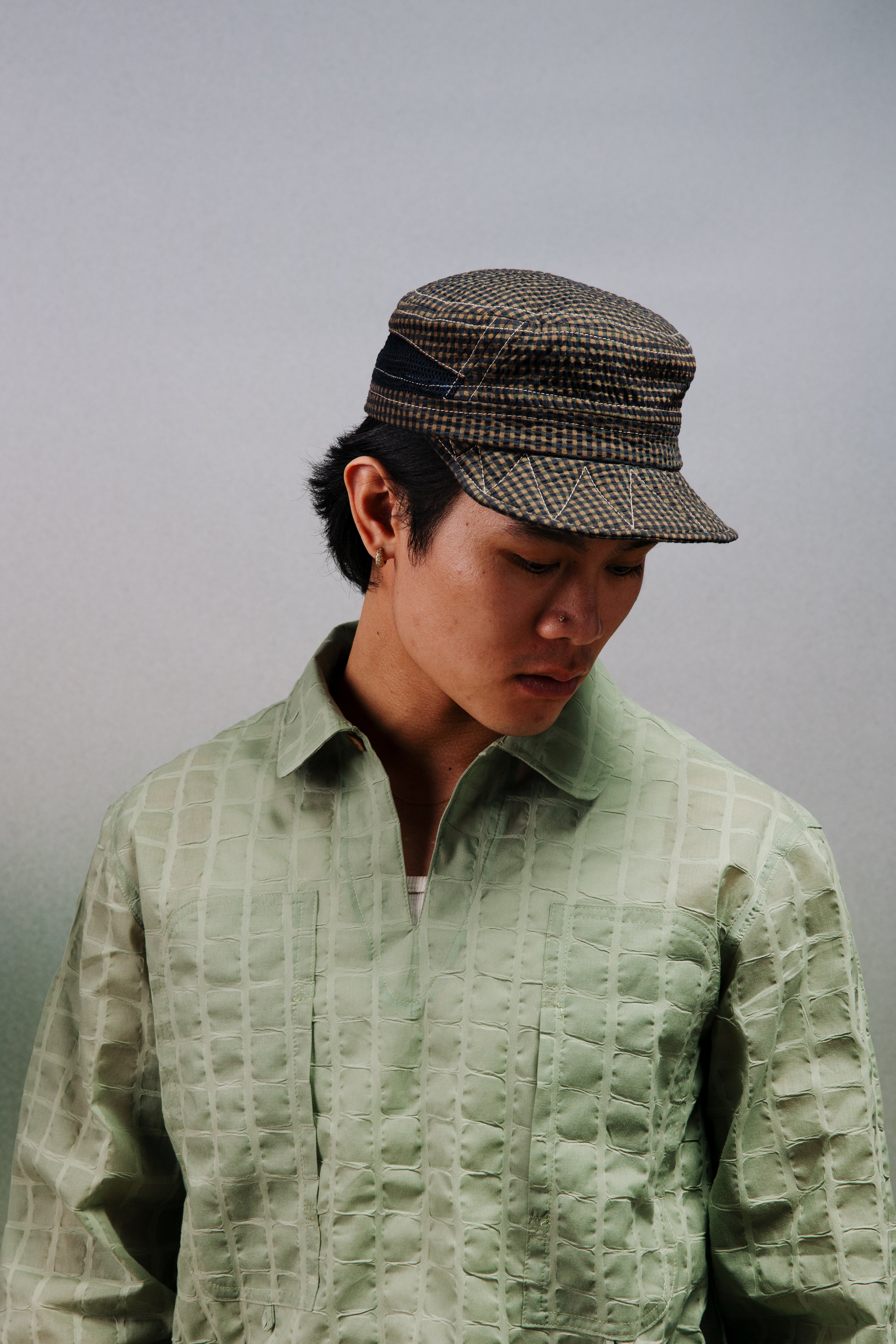 Draft Cap:Plaid Seersucker