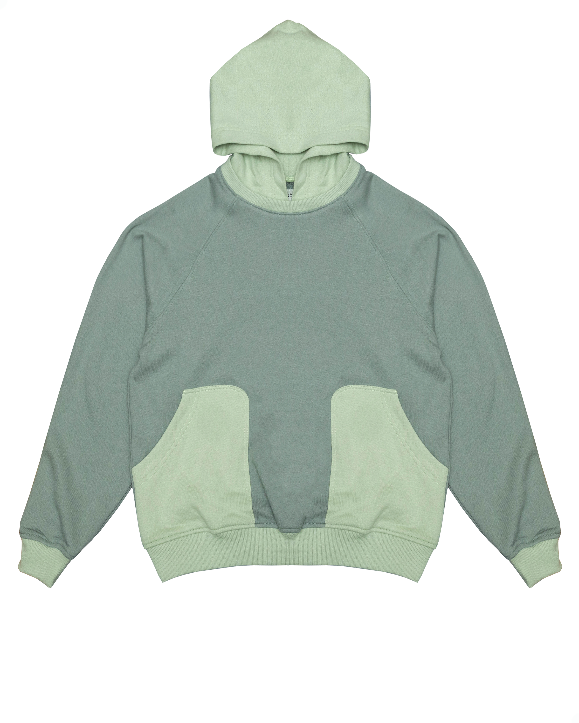 Sage green/contrasting green hooded sweatshirt