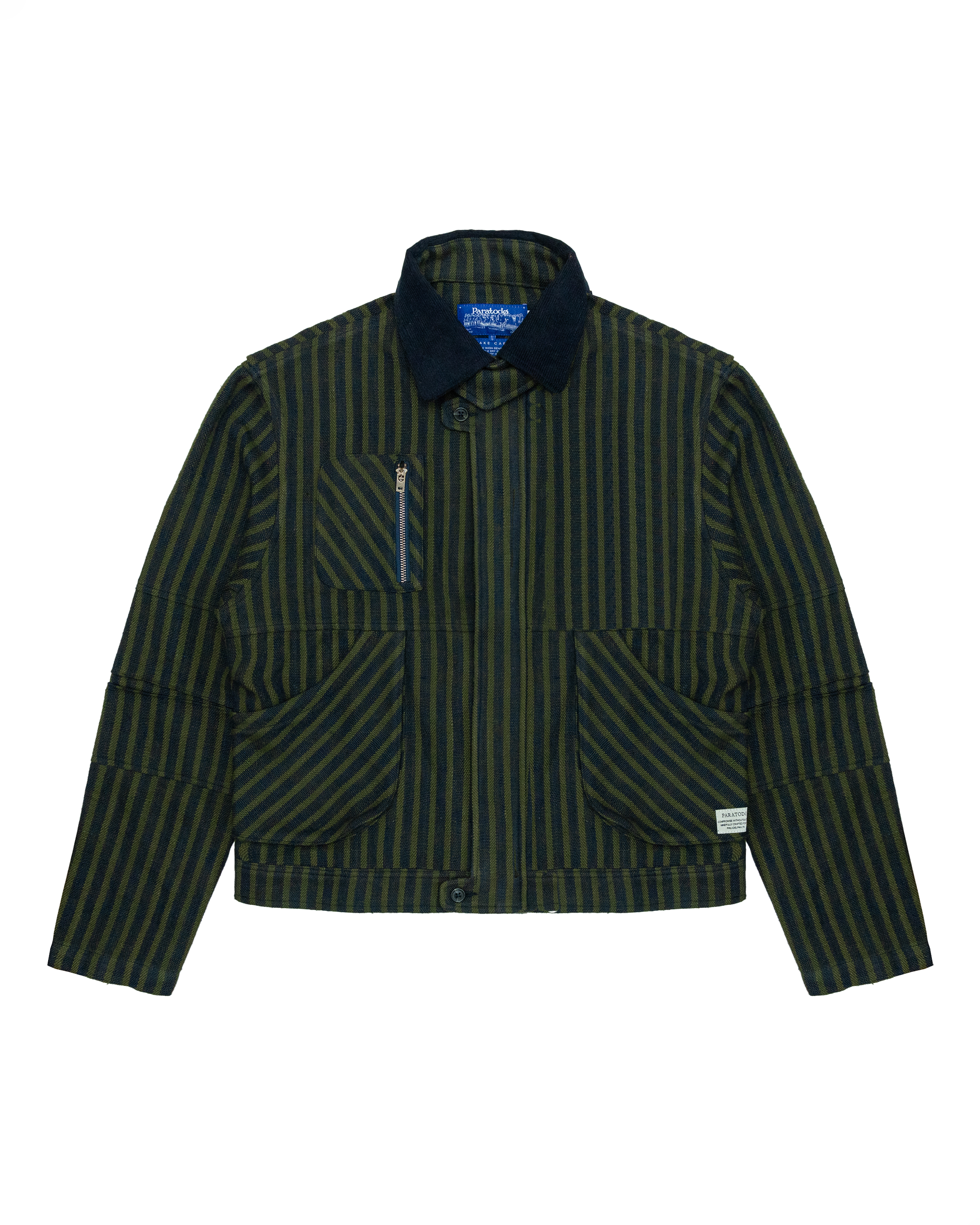 Pine Blouson Jacket: Navy/Olive Stripe