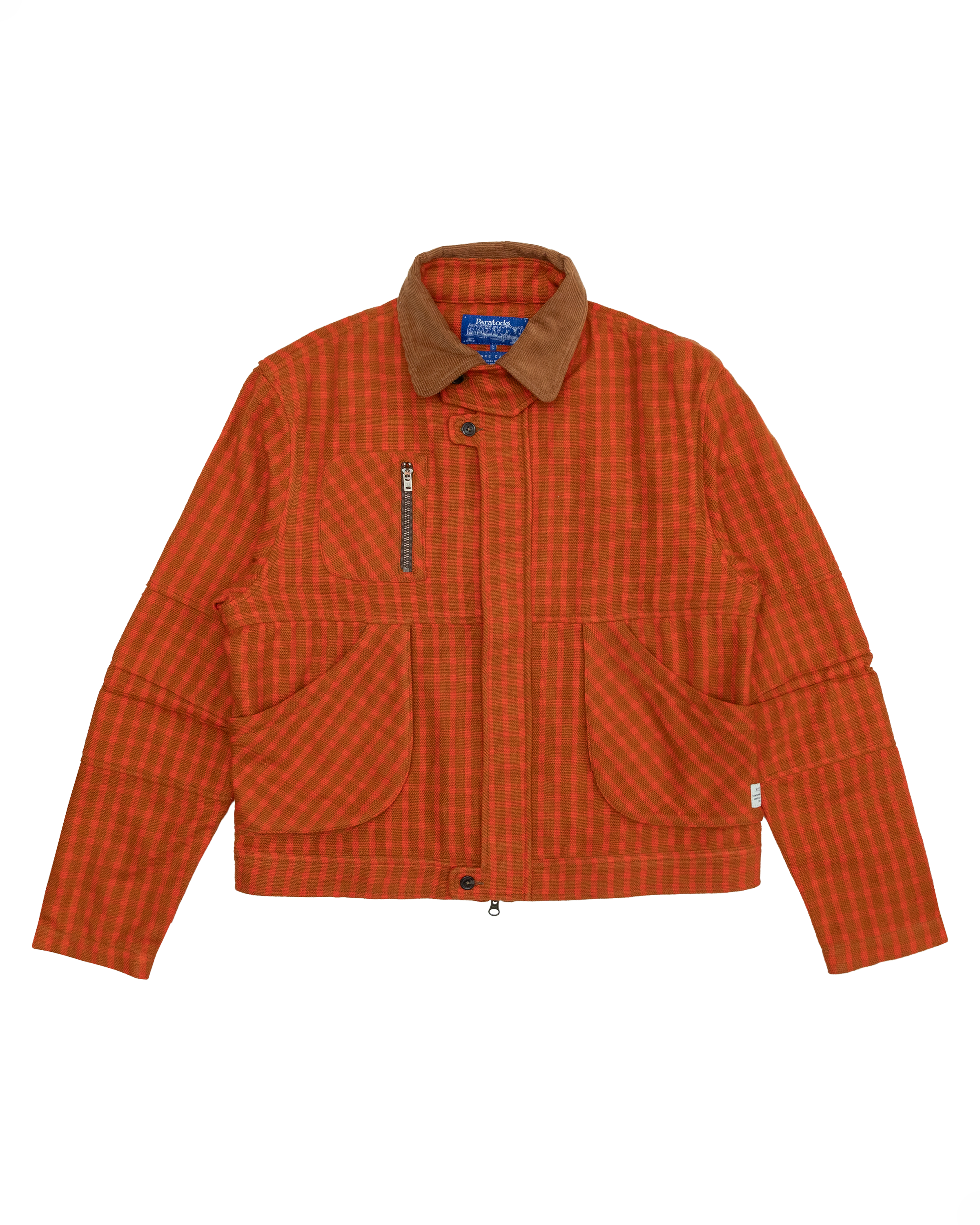 Pine Blouson Jacket: Orange/Camel Plaid